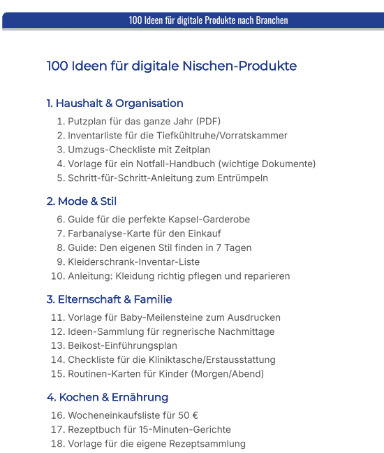 Ideen für digitale Produkte Freelancia